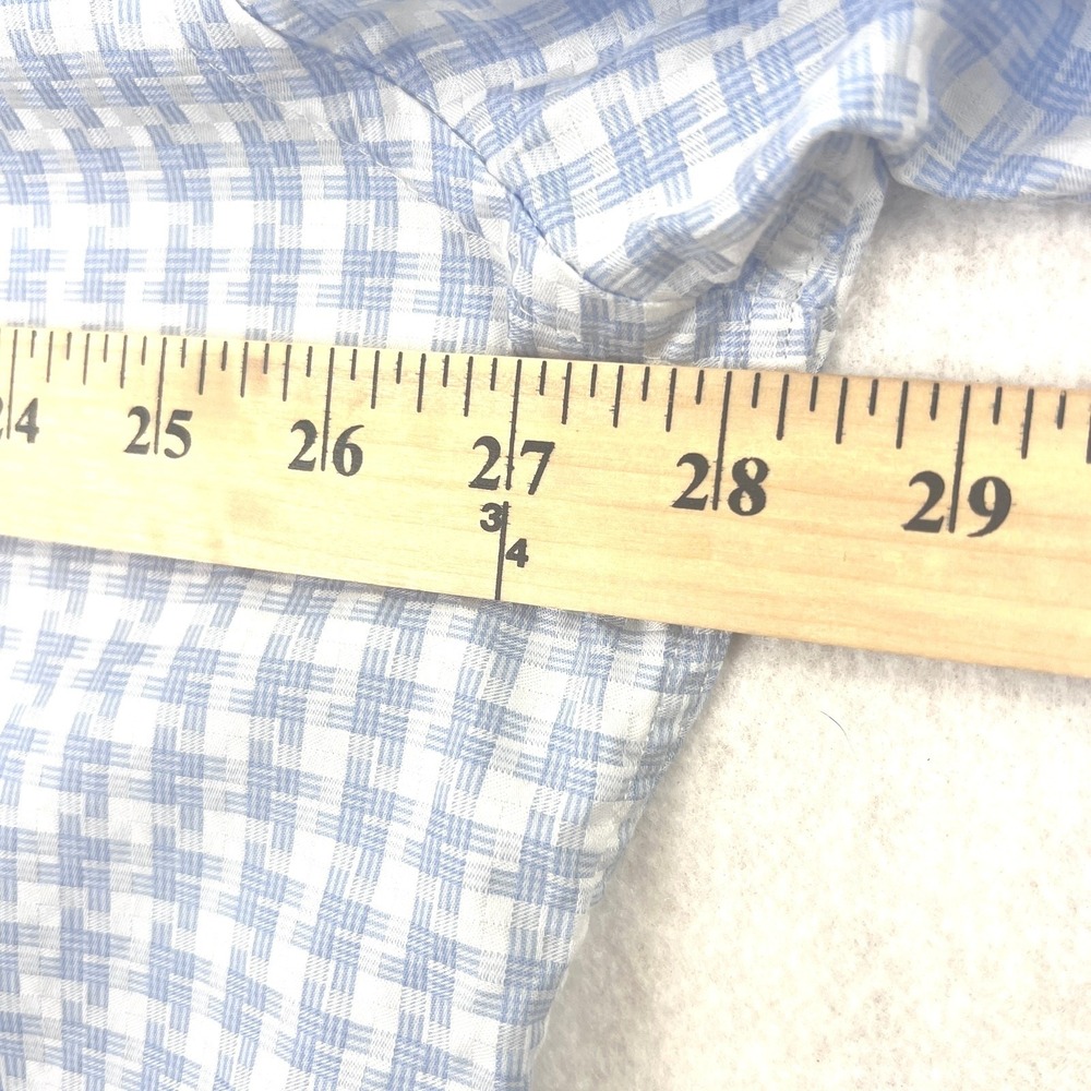 Johnston & Murphy Button Down Shirt Mens XXL Blue White Tailored Fit Geometric - Picture 9 of 13